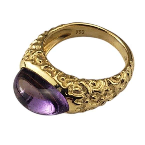 Manhattan 18 Karat Yellow Gold and Cabochon Amethyst Ring Size 6.5 #20791 - Picture 3 of 9